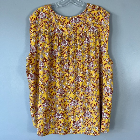 3/$30 Jones New York Womens Yellow Sleeveless Floral Print Pattern Top Size 3X - Picture 6 of 12